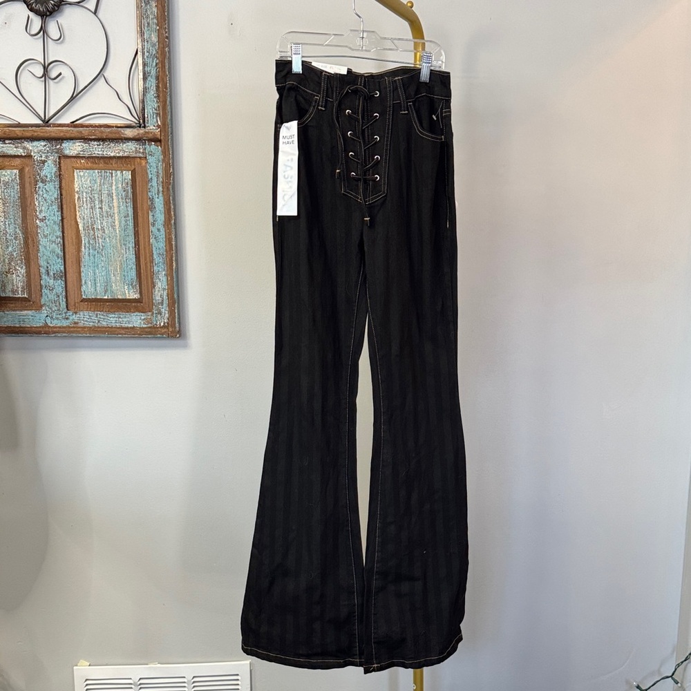 Tinseltown Black Lace-Up Front Pants